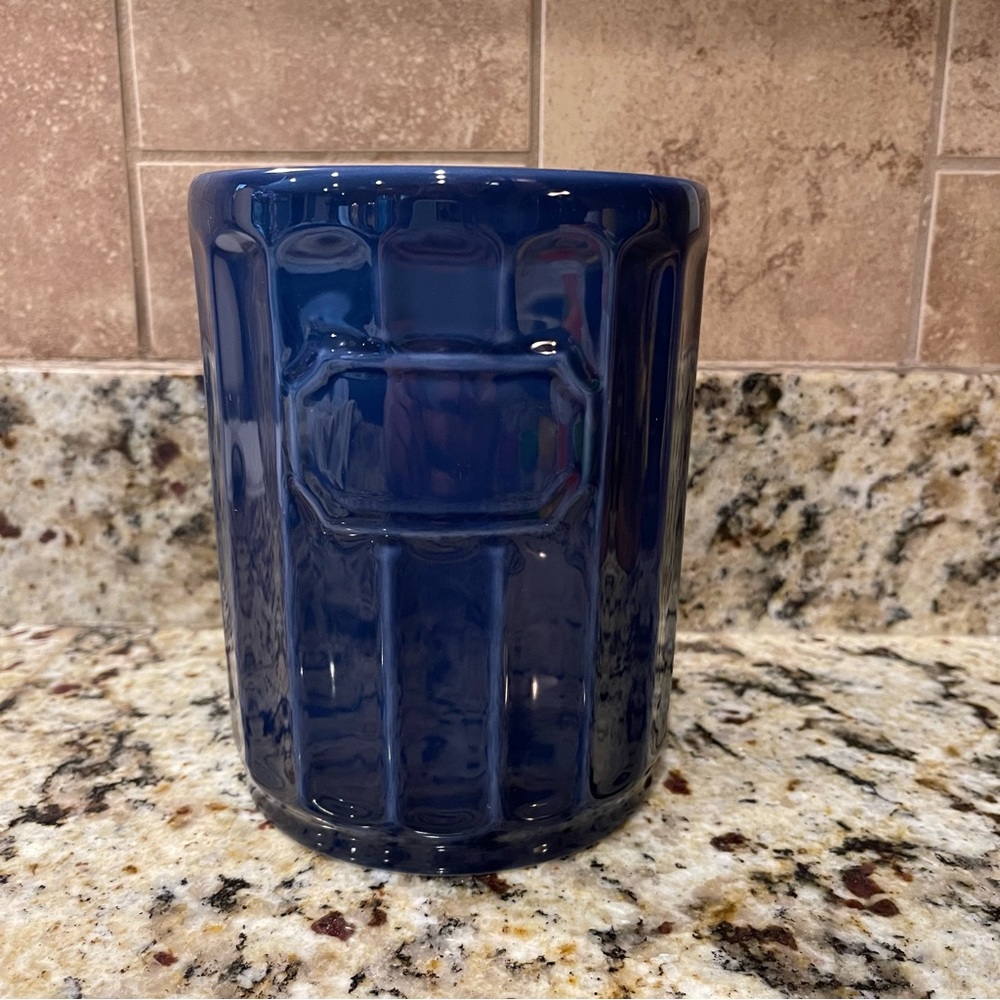 Sur La Table utensil crock, earthenware indigo navy blue